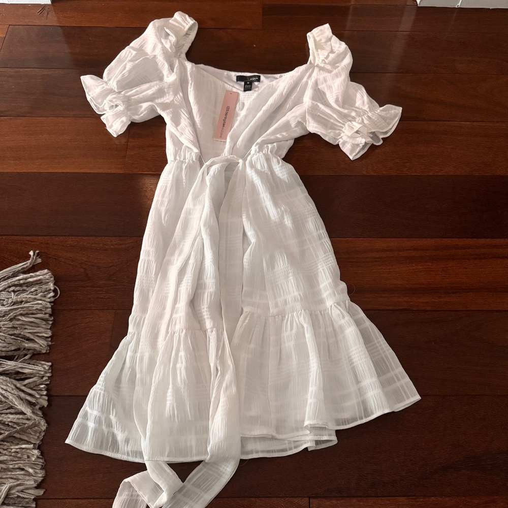 Aqua White Mini Dress Elegant and Chic